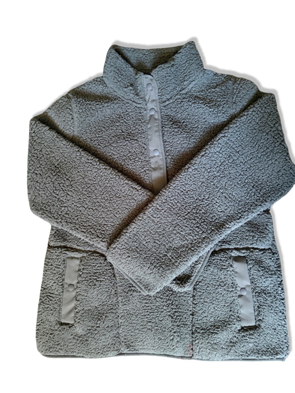 32 Degrees Women's Light Gray Sherpa Snap Jacket